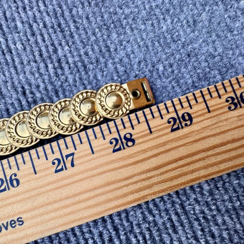 VTG Gold Metal Coin Stretch Belt 80s 70s Disco Boho Gypsy